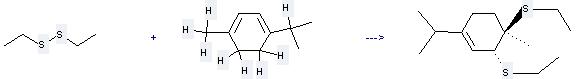 alpha-Terpinene can be used to produce 3,4-bis-ethylsulfanyl-1-isopropyl-4-methyl-cyclohexene at the temperature of 20 °C